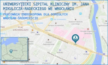 PRACOWNIA ENDOSKOPOWA DLA DOROSŁYCH - UNIWERSYTECKI SZPITAL KLINICZNY IM. JANA MIKULICZA-RADECKIEGO WE WROCŁAWIU - MARII CURIE-SKŁODOWSKIEJ 66,  WROCŁAW-ŚRÓDMIEŚCIE