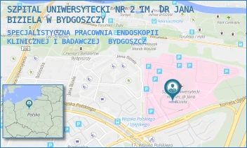SPECJALISTYCZNA PRACOWNIA ENDOSKOPII KLINICZNEJ I BADAWCZEJ - SZPITAL UNIWERSYTECKI NR 2 IM. DR JANA BIZIELA W BYDGOSZCZY - UJEJSKIEGO 75,  BYDGOSZCZ