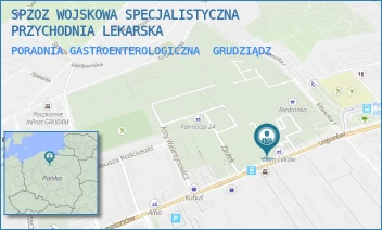 PORADNIA GASTROENTEROLOGICZNA - WOJSKOWA SPECJALISTYCZNA PRZYCHODNIA LEKARSKA SAMODZIELNY PUBLICZNY ZAKŁAD OPIEKI ZDROWOTNEJ W GRUDZIĄDZU - LEGIONÓW 57,  GRUDZIĄDZ