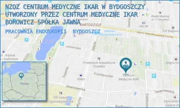PRACOWNIA ENDOSKOPII - NZOZ CENTRUM MEDYCZNE IKAR W BYDGOSZCZY UTWORZONY PRZEZ CENTRUM MEDYCZNE IKAR - BOROWICZ SPÓŁKA JAWNA - FROMBORSKA 18,  BYDGOSZCZ