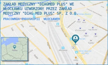 PRACOWNIA ENDOSKOPII - ZAKŁAD MEDYCZNY "DIAGMED PLUS" WE WŁOCŁAWKU UTWORZONY PRZEZ ZAKŁAD MEDYCZNY "DIAG MED PLUS" SP. Z O.O. - OKRZEI 66,  WŁOCŁAWEK