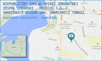 PRACOWNIA ENDOSKOPII - NIEPUBLICZNY ZAKŁAD OPIEKI ZDROWOTNEJ ZESPÓŁ LEKARSKI ,,MEDICUS " S. C. SWARCEWICZ-BEJGER EWA, SWARCEWICZ TOMASZ - PRUSZYŃSKIEGO 10,  WĄBRZEŹNO