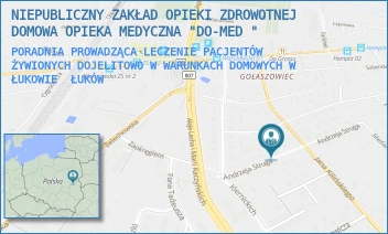 PORADNIA PROWADZĄCA LECZENIE PACJENTÓW ŻYWIONYCH DOJELITOWO W WARUNKACH DOMOWYCH W ŁUKOWIE - NIEPUBLICZNY ZAKŁAD OPIEKI ZDROWOTNEJ DOMOWA OPIEKA MEDYCZNA "DO-MED " - ANDRZEJA STRUGA 11,  ŁUKÓW