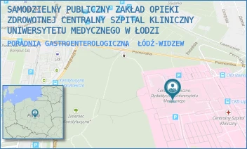 PORADNIA GASTROENTEROLOGICZNA - SAMODZIELNY PUBLICZNY ZAKŁAD OPIEKI ZDROWOTNEJ CENTRALNY SZPITAL KLINICZNY UNIWERSYTETU MEDYCZNEGO W ŁODZI - UL. POMORSKA 251,  ŁÓDŹ-WIDZEW