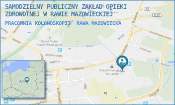 PRACOWNIA KOLONOSKOPII - SAMODZIELNY PUBLICZNY ZAKŁAD OPIEKI ZDROWOTNEJ W RAWIE MAZOWIECKIEJ - UL. WARSZAWSKA 14,  RAWA MAZOWIECKA