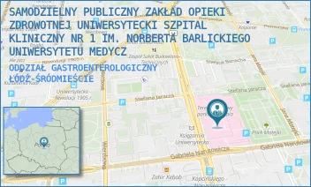ODDZIAŁ GASTROENTEROLOGICZNY - SAMODZIELNY PUBLICZNY ZAKŁAD OPIEKI ZDROWOTNEJ UNIWERSYTECKI SZPITAL KLINICZNY NR 1 IM. NORBERTA BARLICKIEGO UNIWERSYTETU MEDYCZ - UL. DR. STEFANA KOPCIŃSKIEGO 22,  ŁÓDŹ-ŚRÓDMIEŚCIE
