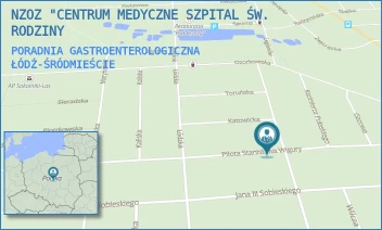 PORADNIA GASTROENTEROLOGICZNA - NZOZ "CENTRUM MEDYCZNE SZPITAL ŚW. RODZINY - UL. PILOTA STANISŁAWA WIGURY 19,  ŁÓDŹ-ŚRÓDMIEŚCIE