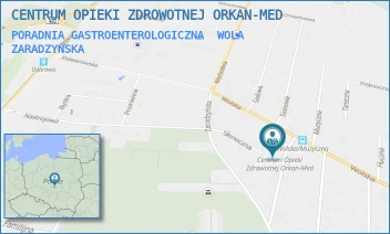 PORADNIA GASTROENTEROLOGICZNA - CENTRUM OPIEKI ZDROWOTNEJ ORKAN-MED - ORKANA 3,  WOLA ZARADZYŃSKA