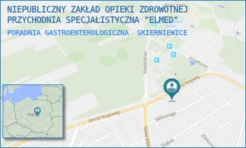 PORADNIA GASTROENTEROLOGICZNA - NIEPUBLICZNY ZAKŁAD OPIEKI ZDROWOTNEJ PRZYCHODNIA SPECJALISTYCZNA "ELMED" - UL. ARMII KRAJOWEJ 33,  SKIERNIEWICE