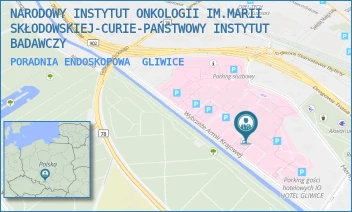 PORADNIA ENDOSKOPOWA - NARODOWY INSTYTUT ONKOLOGII IM.MARII SKŁODOWSKIEJ-CURIE-PAŃSTWOWY INSTYTUT BADAWCZY - UL. WYBRZEŻE ARMII KRAJOWEJ 15,  GLIWICE