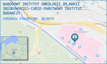 PORADNIA ŻYWIENIOWA - NARODOWY INSTYTUT ONKOLOGII IM.MARII SKŁODOWSKIEJ-CURIE-PAŃSTWOWY INSTYTUT BADAWCZY - UL. WYBRZEŻE ARMII KRAJOWEJ 15,  GLIWICE