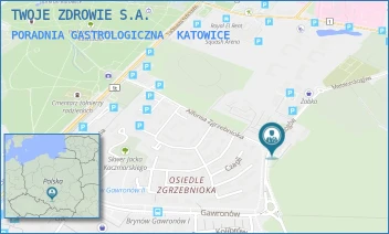 PORADNIA GASTROLOGICZNA - TWOJE ZDROWIE S.A. - UL. ALFONSA ZGRZEBNIOKA 29A,  KATOWICE