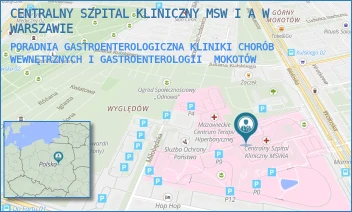 PORADNIA GASTROENTEROLOGICZNA KLINIKI CHORÓB WEWNĘTRZNYCH I GASTROENTEROLOGII - CENTRALNY SZPITAL KLINICZNY MSW I A W WARSZAWIE - WOŁOSKA 137,  MOKOTÓW