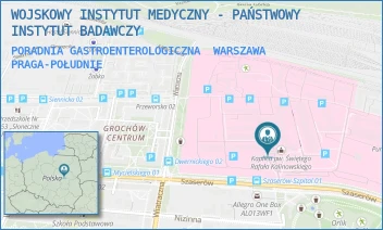 PORADNIA GASTROENTEROLOGICZNA - WOJSKOWY INSTYTUT MEDYCZNY - PAŃSTWOWY INSTYTUT BADAWCZY - SZASERÓW 128,  WARSZAWA PRAGA-POŁUDNIE