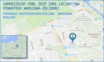 PORADNIA GASTROENTEROLOGICZNA - SAMODZIELNY PUBL ZESP ZAKŁ LECZNICTWA OTWARTEGO WARSZAWA-ŻOLIBORZ - KLAUDYNY 26B,  WARSZAWA BIELANY