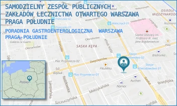 PORADNIA GASTROENTEROLOGICZNA - SAMODZIELNY ZESPÓŁ PUBLICZNYCH ZAKŁADÓW LECZNICTWA OTWARTEGO WARSZAWA PRAGA POŁUDNIE - SASKA 61,  WARSZAWA PRAGA-POŁUDNIE