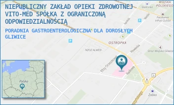 PORADNIA GASTROENTEROLOGICZNA DLA DOROSŁYCH - NIEPUBLICZNY ZAKŁAD OPIEKI ZDROWOTNEJ VITO-MED SPÓŁKA Z OGRANICZONĄ ODPOWIEDZIALNOŚCIĄ - UL. RADIOWA 2,  GLIWICE