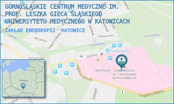 ZAKŁAD ENDOSKOPII - GÓRNOŚLĄSKIE CENTRUM MEDYCZNE IM. PROF. LESZKA GIECA ŚLĄSKIEGO UNIWERSYTETU MEDYCZNEGO W KATOWICACH - UL. ZIOŁOWA 45-47,  KATOWICE