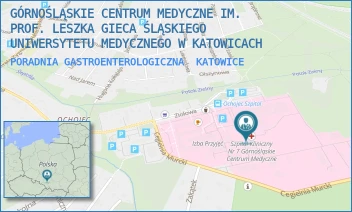 PORADNIA GASTROENTEROLOGICZNA - GÓRNOŚLĄSKIE CENTRUM MEDYCZNE IM. PROF. LESZKA GIECA ŚLĄSKIEGO UNIWERSYTETU MEDYCZNEGO W KATOWICACH - UL. ZIOŁOWA 45-47,  KATOWICE