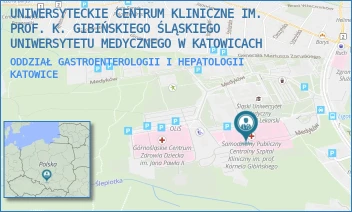 ODDZIAŁ GASTROENTEROLOGII I HEPATOLOGII - UNIWERSYTECKIE CENTRUM KLINICZNE IM. PROF. K. GIBIŃSKIEGO ŚLĄSKIEGO UNIWERSYTETU MEDYCZNEGO W KATOWICACH - UL. MEDYKÓW 14,  KATOWICE