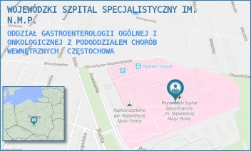 ODDZIAŁ GASTROENTEROLOGII OGÓLNEJ I ONKOLOGICZNEJ Z PODODDZIAŁEM CHORÓB WEWNĘTRZNYCH - WOJEWÓDZKI SZPITAL SPECJALISTYCZNY IM. N.M.P. - UL. BIALSKA 104/118,  CZĘSTOCHOWA