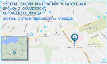 ODDZIAŁ GASTROENTEROLOGICZNY - SZPITAL ZAKONU BONIFRATRÓW W KATOWICACH SPÓŁKA Z OGRANICZONĄ ODPOWIEDZIALNOŚCIĄ - L.MARKIEFKI  87,  KATOWICE