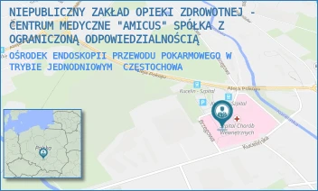 OŚRODEK ENDOSKOPII PRZEWODU POKARMOWEGO W TRYBIE JEDNODNIOWYM - NIEPUBLICZNY ZAKŁAD OPIEKI ZDROWOTNEJ - CENTRUM MEDYCZNE "AMICUS" SPÓŁKA Z OGRANICZONĄ ODPOWIEDZIALNOŚCIĄ - ALEJA POKOJU 44,  CZĘSTOCHOWA