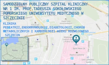 KLINIKA PEDIATRII,ENDOKRYNOLOGII,DIABETOLOGII,CHORÓB METABOLICZNYCH I KARDIOLOGII WIEKU ROZWOJOWEGO - UNIWERSYTECKI SZPITAL KLINICZNY NR 1 IM. PROF. TADEUSZA SOKOŁOWSKIEGO PUM W SZCZECINIE - UNII LUBELSKIEJ 1,  SZCZECIN