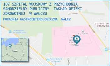 PORADNIA GASTROENTEROLOGICZNA - 107 SZPITAL WOJSKOWY Z PRZYCHODNIĄ SAMODZIELNY PUBLICZNY  ZAKŁAD OPIEKI ZDROWOTNEJ  W WAŁCZU - KOŁOBRZESKA 44,  WAŁCZ