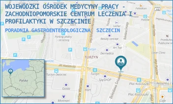PORADNIA GASTROENTEROLOGICZNA - WOJEWÓDZKI OŚRODEK MEDYCYNY PRACY - ZACHODNIOPOMORSKIE CENTRUM LECZENIA I PROFILAKTYKI W SZCZECINIE - BOLESŁAWA ŚMIAŁEGO 33,  SZCZECIN